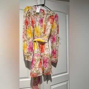 Floral Long Sleeve Dress with Belt